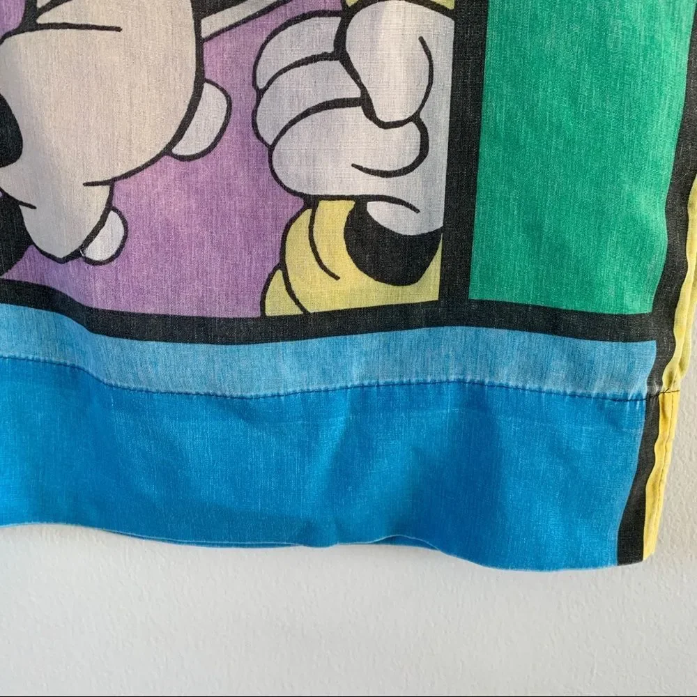 Vintage 90s Mickey Mouse Pillowcase Disney Goofy Color Block Large Graphic